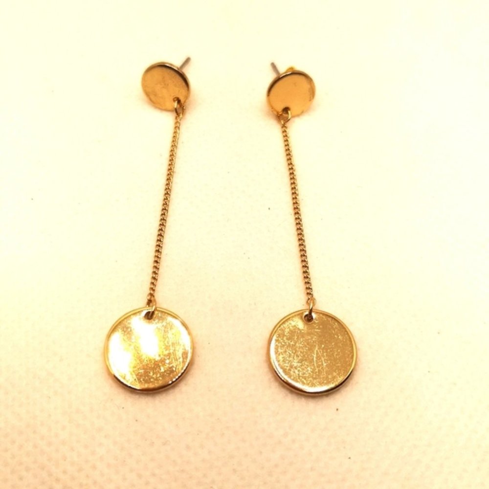 Long Dangle Disc Earrings